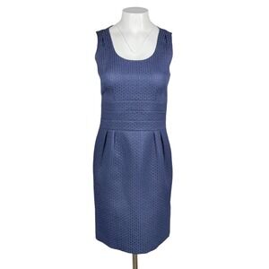 BANANA REPUBLIC Metallic Sheath Dress Sz 4 Blue